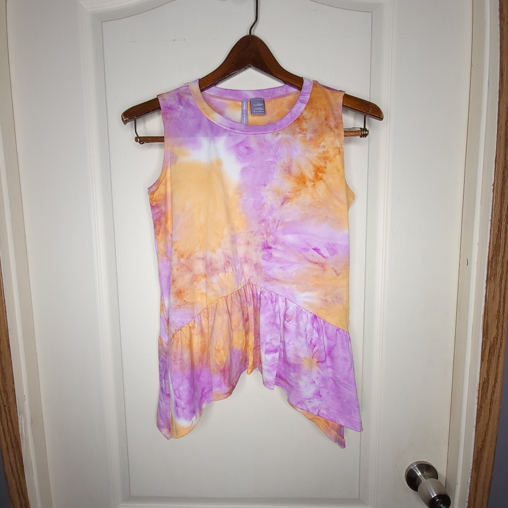 Girls Large Good Luck Tank Top Multicolor Tie Dye